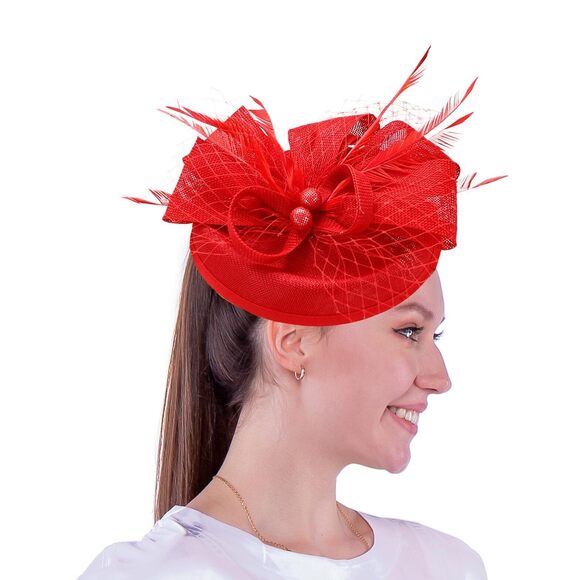 Сооlwіfе Accessories - 5398 Fascinators Pillbox Hat Sinamay Feather Flower Derby Ball Wedding Church
